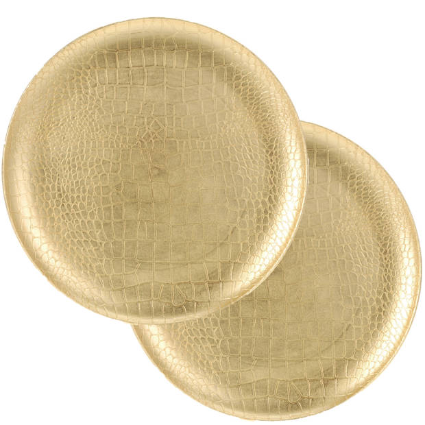 Excellent Houseware diner onderborden - 4x - rond - goud - D33 cm - Onderborden