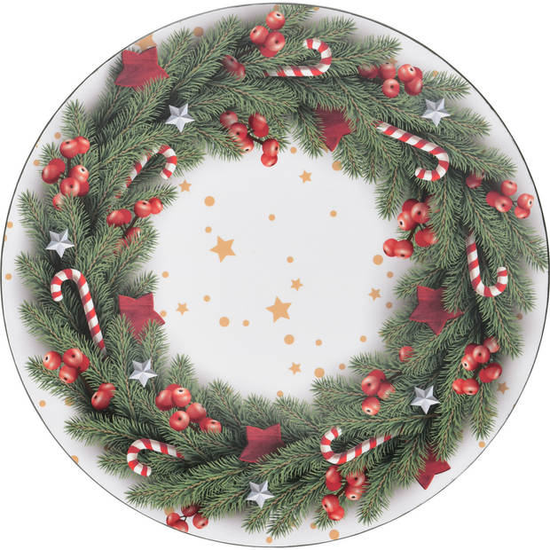 Christmas Decoration kerstdiner onderborden - 6x -D33 cm - kerst thema - Onderborden
