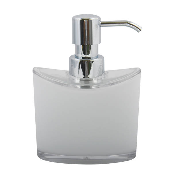 MSV Zeeppompje/dispenser Aveiro - PS kunststof - wit/zilver - 11 x 14 cm - 260 ml - Zeeppompjes