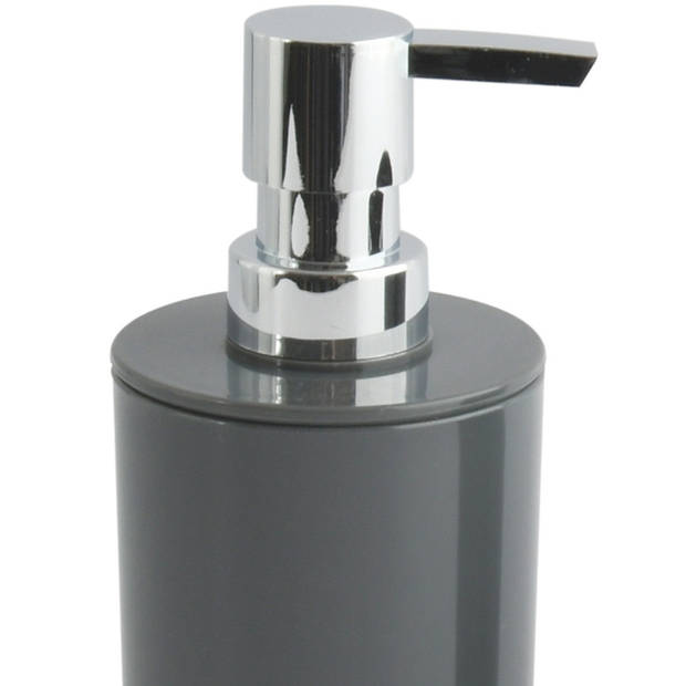 MSV Zeeppompje/dispenser Porto - PS kunststof - donkergrijs - 7 x 16 cm - 260 ml - Zeeppompjes