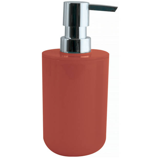 MSV Zeeppompje/dispenser Porto - 2x - PS kunststof - terracotta/zilver - 7 x 16 cm - 260 ml - Zeeppompjes