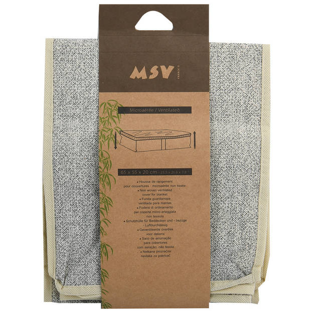 MSV opbergtas/beschermhoes beddengoed/kleding - grijs - polyester - 65 x 55 x 20 cm - Opberghoezen