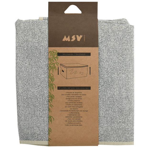 MSV opbergtas/beschermhoes beddengoed/kleding - grijs - polyester - 91 x 53 x 47 cm - Opberghoezen