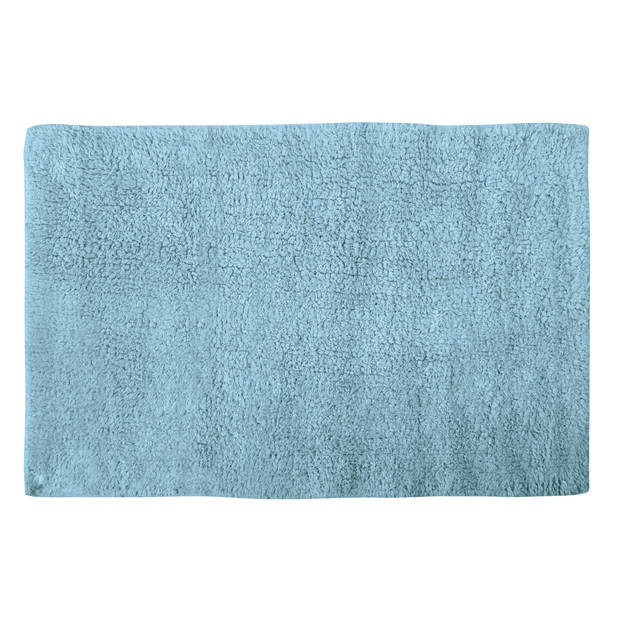 MSV badkamer droogloop mat/tapijt - Sienna - 40 x 60 cm - bijpassende kleur zeeppompje - lichtblauw - Badmatjes