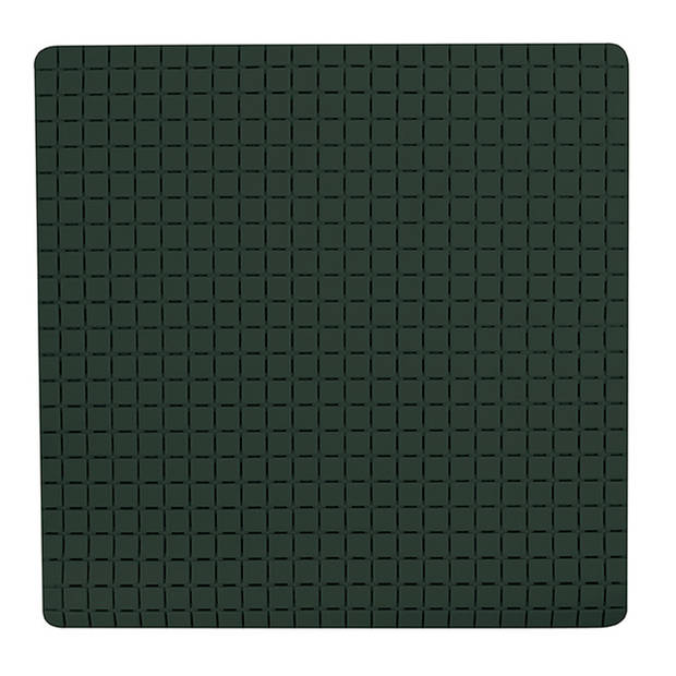 MSV Douche anti-slip mat en droogloop mat - Napoli badkamer set - rubber/polyester - donkergroen - Badmatjes
