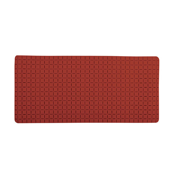 MSV Douche/bad anti-slip mat badkamer - rubber - terracotta - 76 x 36 cm - Badmatjes