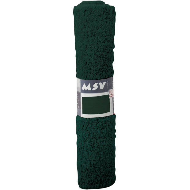MSV Badkamerkleedje/badmat voor de vloer - donkergroen - 45 x 70 cm - Badmatjes