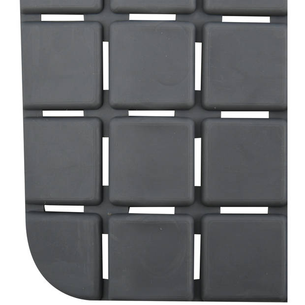 MSV Douche/bad anti-slip mat badkamer - rubber - grijs - 76 x 36 cm - Badmatjes