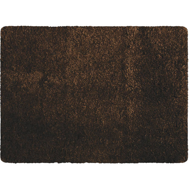 MSV Badkamerkleedje/badmat tapijt - voor de vloer - bruin - 50 x 70 cm - langharig - Badmatjes