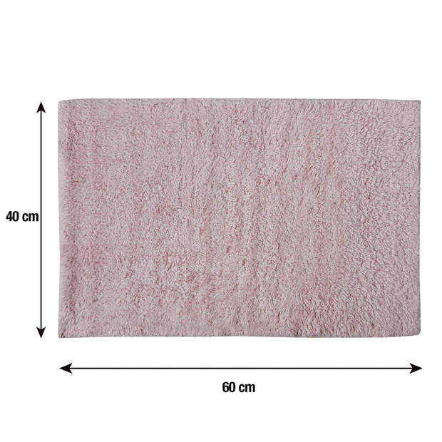 MSV badkamer droogloop mat/tapijt - Sienna - 40 x 60 cm - bijpassende kleur zeeppompje - lichtroze - Badmatjes
