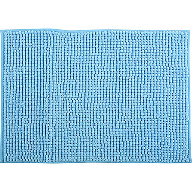 MSV badkamer droogloop mat - Genua - 50 x 80 cm - met bijpassend zeeppompje - lichtblauw - Badmatjes