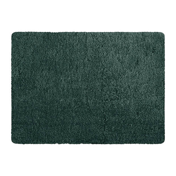 MSV badkamer droogloop tapijt - Langharig - 50 x 70 cm - incl zeeppompje zelfde kleur - donkergroen - Badmatjes