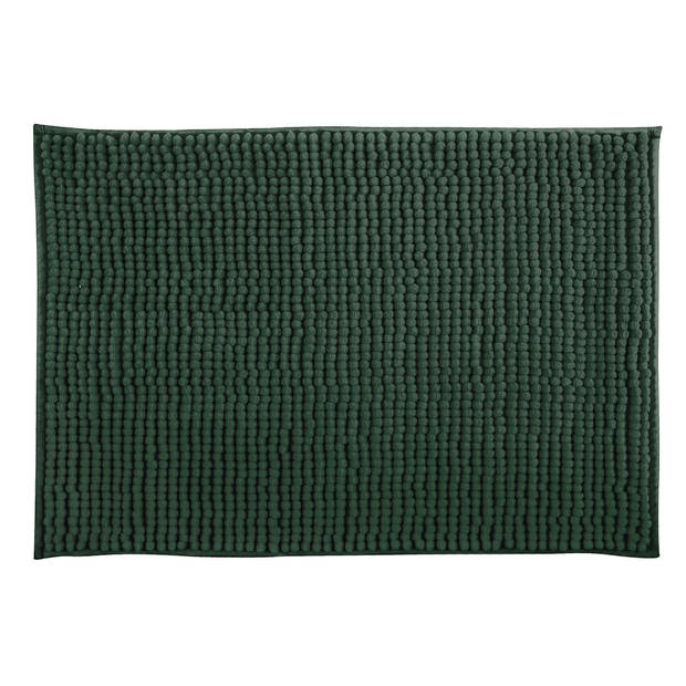 MSV badkamer droogloop mat/tapijtje - 40 x 60 cm - en zelfde kleur zeeppompje 260 ml - donkergroen - Badmatjes