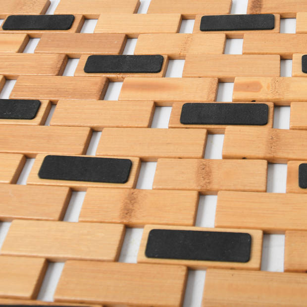 MSV Badkamerkleedje/badmat voor op de vloer - bamboe hout - 50 x 80 cm - Badmatjes