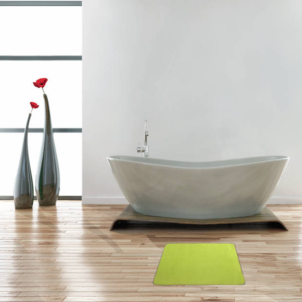 MSV Badkamerkleedje/badmat tapijt - voor op de vloer - appelgroen - 50 x 70 cm - Badmatjes