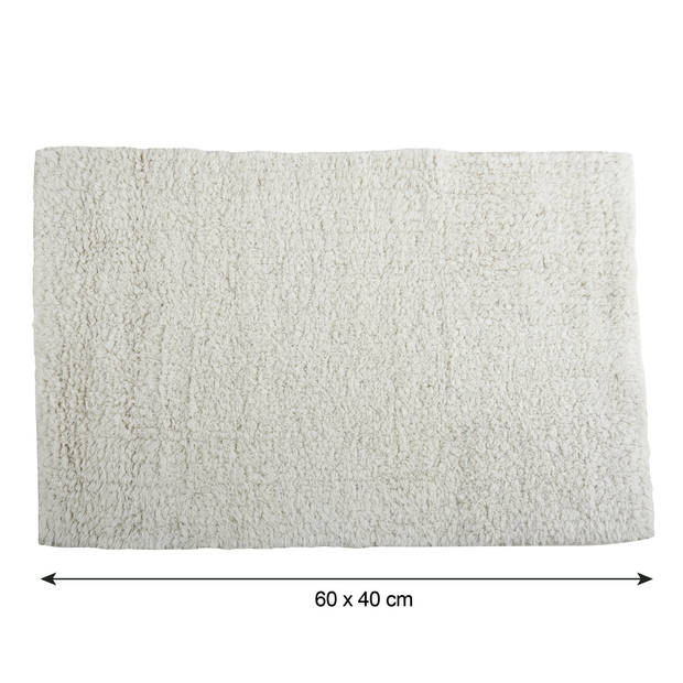 MSV badkamer droogloop mat/tapijt - 40 x 60 cm - met zelfde kleur zeeppompje 260 ml - wit - Badmatjes