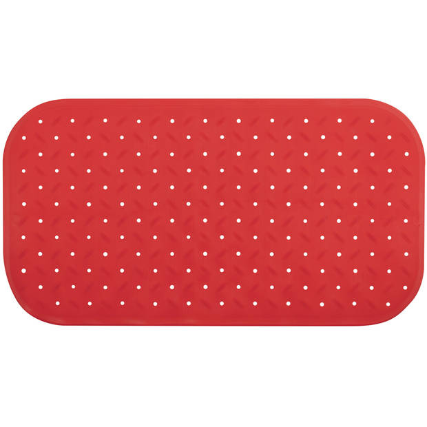 MSV Douche/bad anti-slip mat badkamer - rubber - rood - 36 x 65 cm - Badmatjes