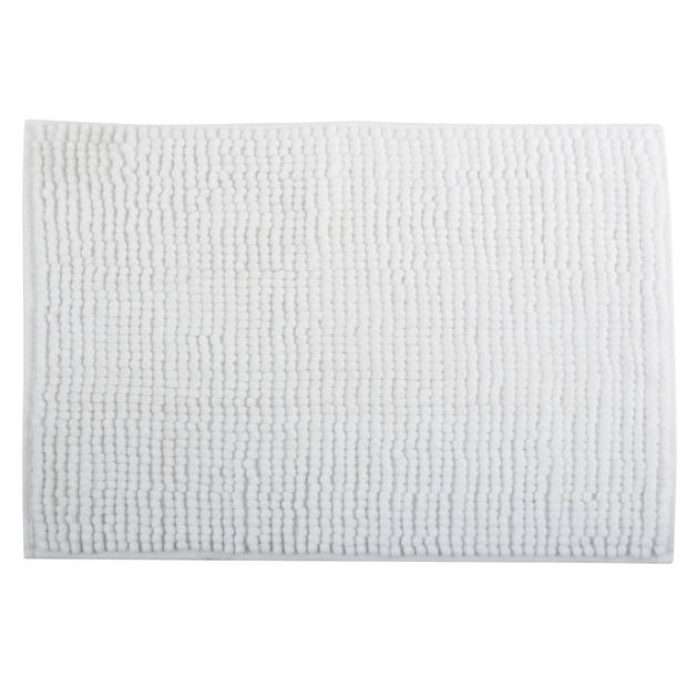 MSV badkamer droogloop mat/tapijtje - 50 x 80 cm - en zelfde kleur zeeppompje 260 ml - wit - Badmatjes