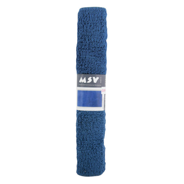 MSV Badkamerkleedje/badmat tapijt voor de vloer - donkerblauw - 40 x 60 cm - Badmatjes