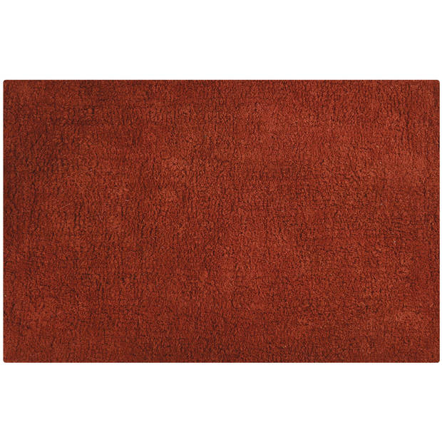 MSV badkamer droogloop mat/tapijt - Bologna - 45 x 70 cm - bijpassende kleur zeeppompje - terracotta - Badmatjes