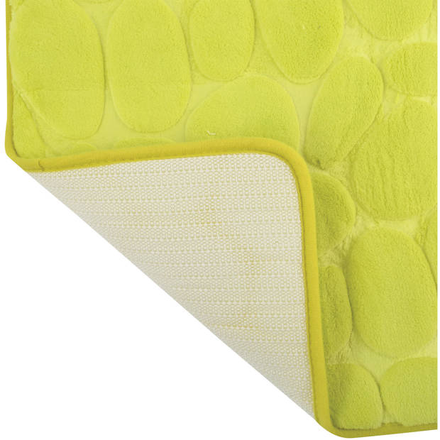 Badkamerkleedje/badmat tapijt - kiezel motief - vloermat - appelgroen - 50 x 80 cm - laagpolig - Badmatjes