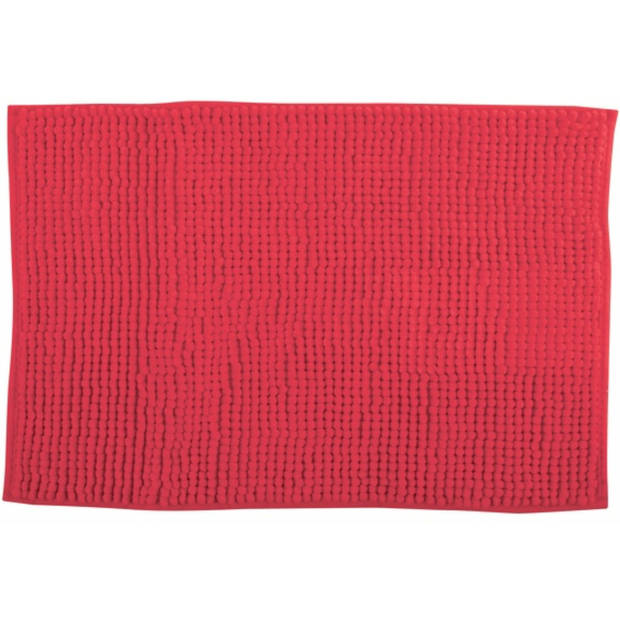 MSV Douche anti-slip mat en droogloop mat - Sevilla badkamer set - rubber/microvezel - rood - Badmatjes