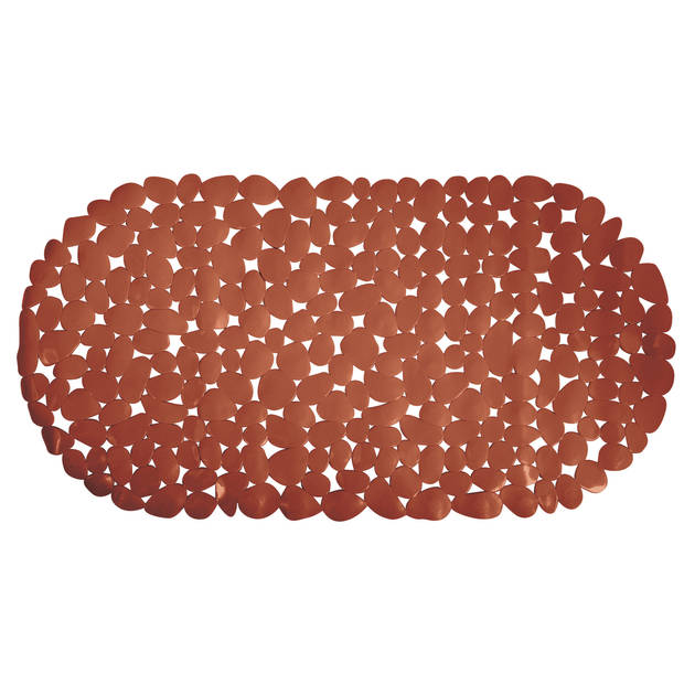 MSV Douche/bad anti-slip mat - badkamer - pvc - terracotta - 39 x 99 cm - Badmatjes