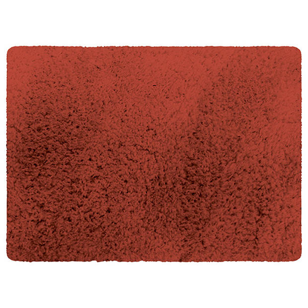 MSV badkamer droogloop tapijt - Langharig - 50 x 70 cm - incl zeeppompje zelfde kleur - terracotta - Badmatjes