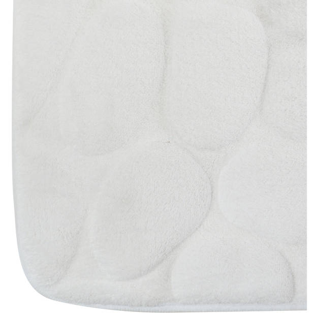 Badkamerkleedje/badmat tapijt - kiezel motief - vloermat - wit - 50 x 80 cm - laagpolig - Badmatjes