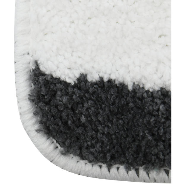 MSV Badkamerkleed/badmat - kleedje voor op de vloer - grijs/wit - 50 x 80 cm - Microvezel - Badmatjes