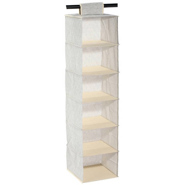 MSV kast organiser - hangend - 6 vakken - 28 x 28 x 112 cm - grijs - Opbergmanden