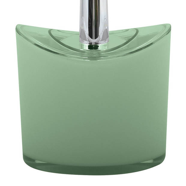 MSV Toiletborstel in houder/wc-borstel Aveiro - PS kunststof/rvs - groen/zilver - 37 x 14 cm - Toiletborstels