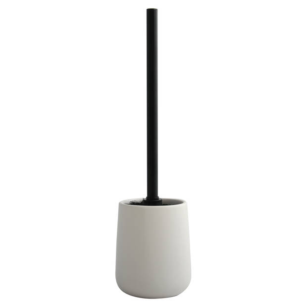 Toiletborstel in houder/wc - 2x - borstel Malmo - keramiek/rvs - wit/zwart - 39 x 10 cm - Toiletborstels