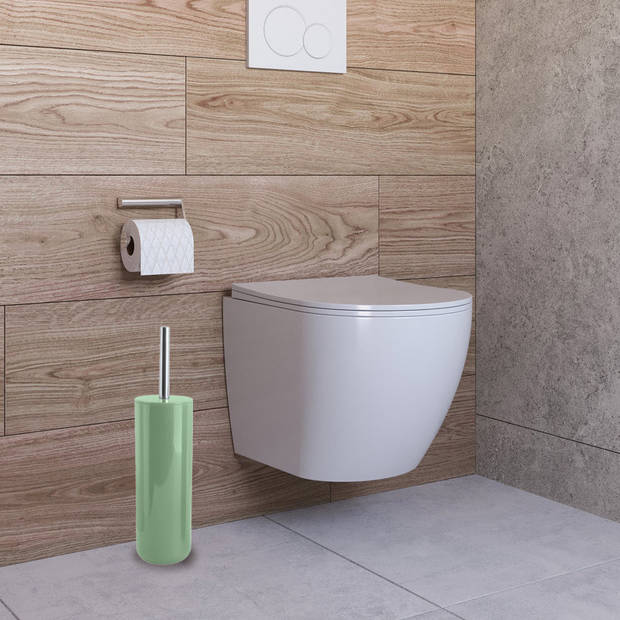 MSV Porto Toilet/wc - 2x - borstel in houder - kunststof - groen - 38 cm - Toiletborstels