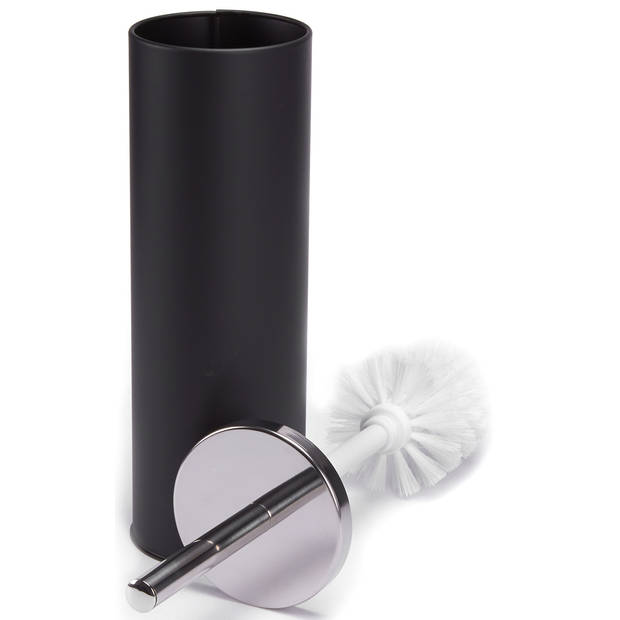 MSV Toiletborstel - houder/wc-borstel - 2x - metaal - zwart - 38 cm - Toiletborstels