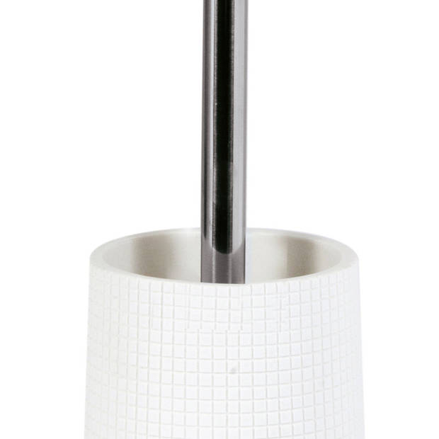 MSV Toilet/wc-borstel houder - 2x - kunststeen/metaal - wit - 35 cm - Toiletborstels