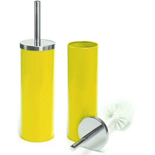 MSV Toiletborstel in houder/wc-borstel - 2x - metaal - appelgroen - 38 cm - Toiletborstels