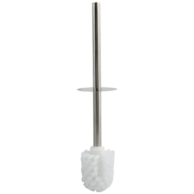 MSV Toiletborstel in houder 35 cm/zeeppompje set Moods - kunststof - ivoor wit - Badkameraccessoireset