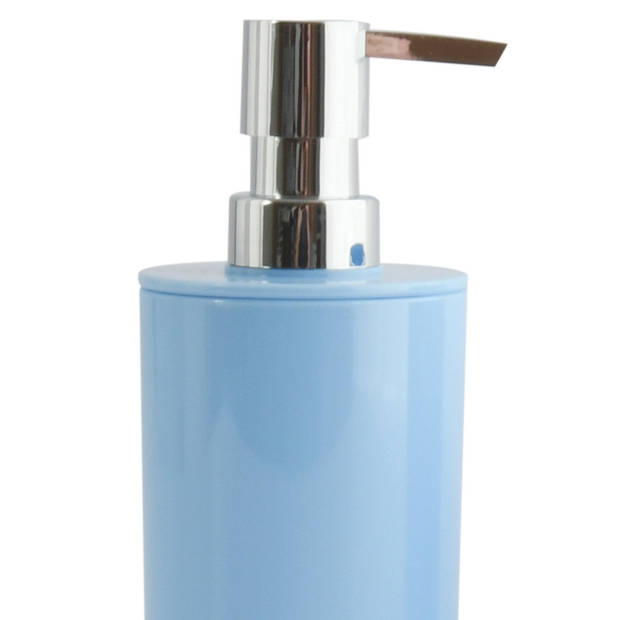 MSV Toiletborstel in houder 38 cm/zeeppompje set Moods - keramiek/kunststof - lichtblauw - Badkameraccessoireset