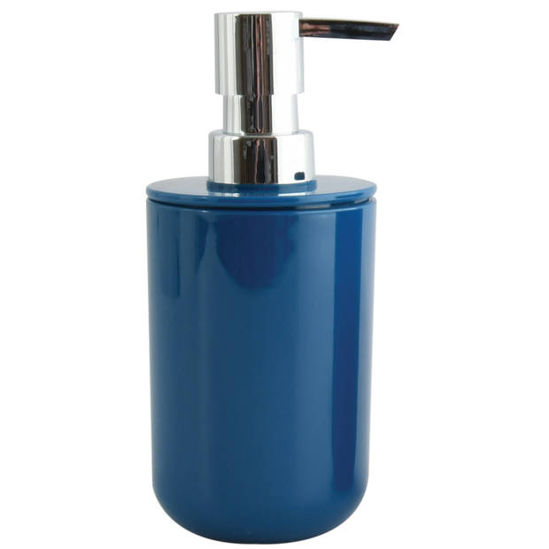 MSV Toiletborstel in houder 38 cm/zeeppompje set Moods - kunststof - blauw - Badkameraccessoireset
