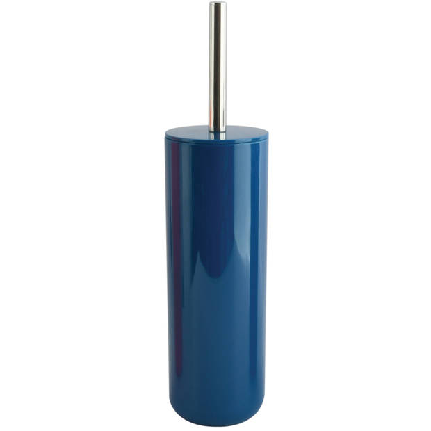MSV Toiletborstel in houder 38 cm/pedaalemmer 3L set Moods - Metaal - blauw - Badkameraccessoireset