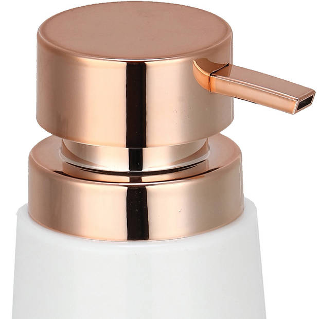MSV Toiletborstel in houder 38 cm/zeeppompje 260 ml badkamer set Coruna - RVS - wit/koper - Badkameraccessoireset