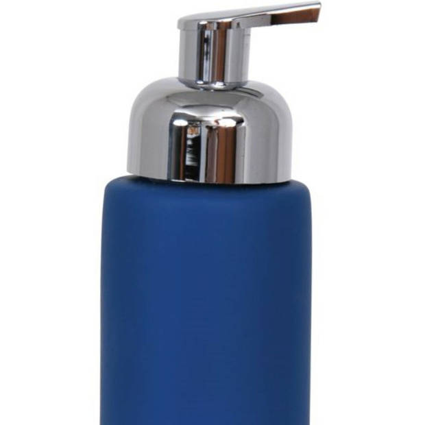 MSV Toiletborstel in houder 35 cm/zeeppompje set Moods - kunststof/keramiek - blauw - Badkameraccessoireset