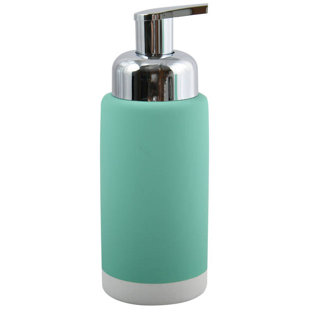 MSV Toiletborstel in houder 38 cm/zeeppompje set Moods - keramiek/rvs - azuurblauw - Badkameraccessoireset