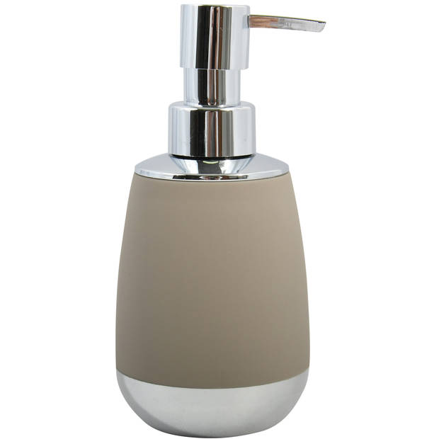 MSV Zeeppompje/dispenser - Bilbao - ABS kunststof - taupe - 8 x 17 cm - 260 ml - Zeeppompjes