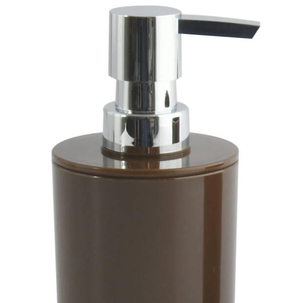 MSV Toiletborstel in houder 38 cm/zeeppompje set Moods - kunststof - kastanje bruin - Badkameraccessoireset