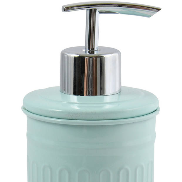 MSV Zeeppompje/dispenser - Industrial - metaal - mintgroen - 7.5 x 17 cm - 250 ml - Zeeppompjes