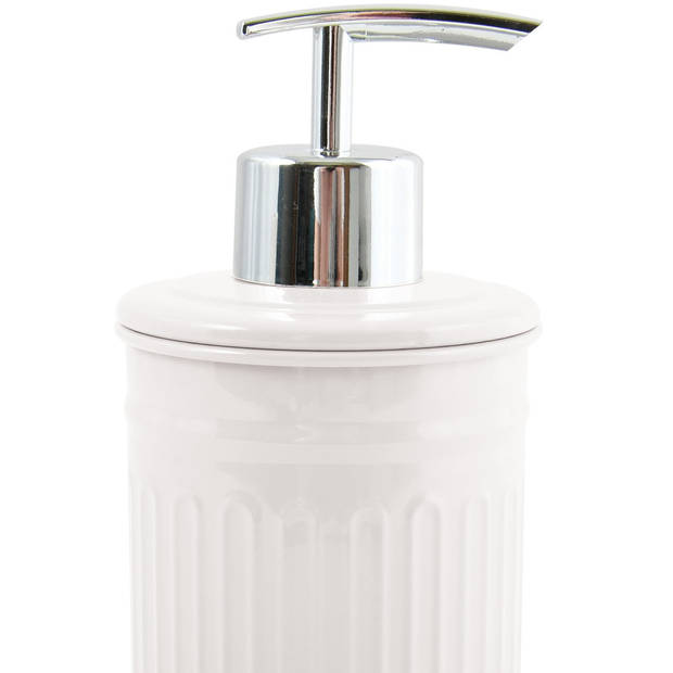 MSV Toiletborstel in houder 38 cm/zeeppompje set Industrial - metaal - ivoor wit - Badkameraccessoireset