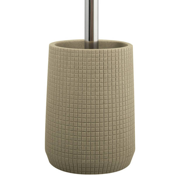 MSV Toilet/wc-borstel houder - 2x - kunststeen/metaal - taupe - 35 cm - Toiletborstels