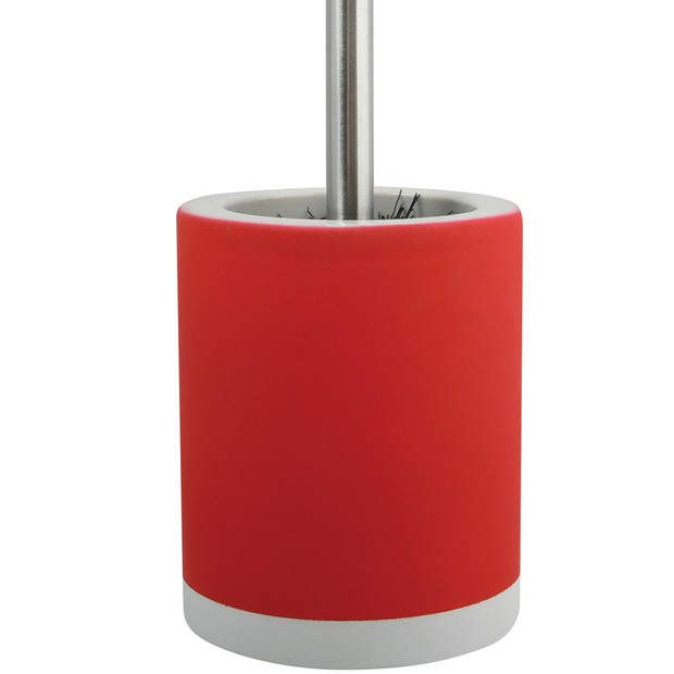 MSV Shine Toilet/wc-borstel houder - keramiek/metaal - rood - 38 cm - Toiletborstels